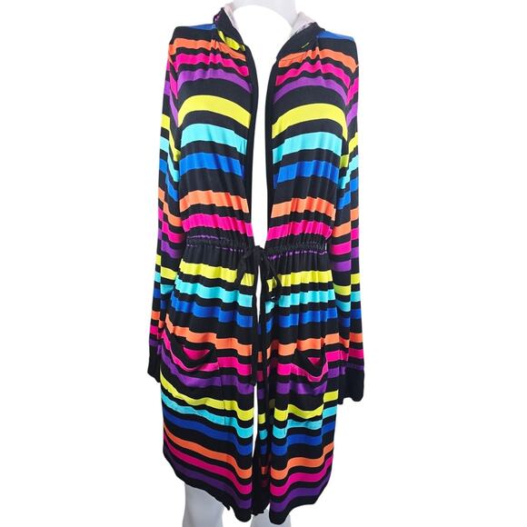 Torrid Super Soft Knit Hooded Long Line Stripped Open/ Tie Closure Cardigan 2/2X - Picture 1 of 5